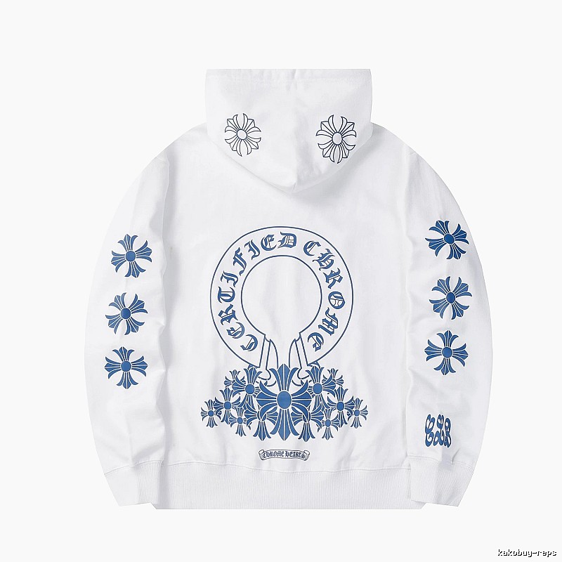 Chrome Hearts 2088-82 White Cross Graphic Hoodie Relaxed Styling