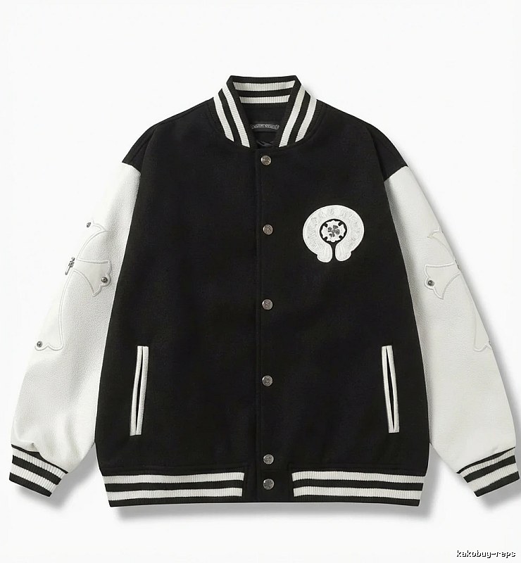 Chrome Hearts Baseball Style Black and White Jacket