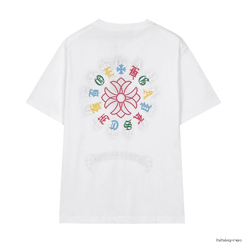 Chrome Hearts Colorful Embroidered Street Style White T-Shirt