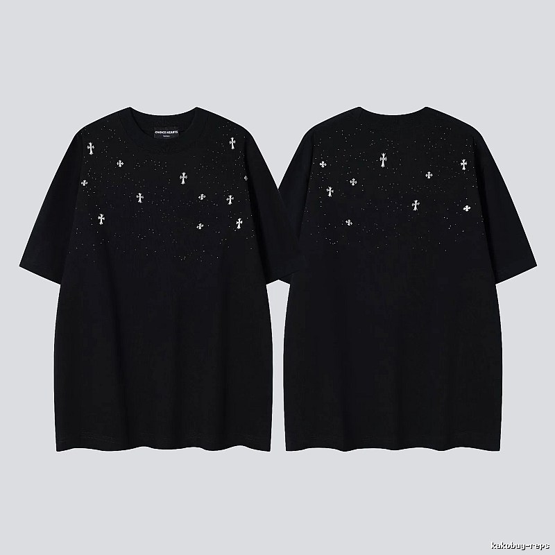 Chrome Hearts Cross Embroidered Street Style Black Short-sleeve T-shirt