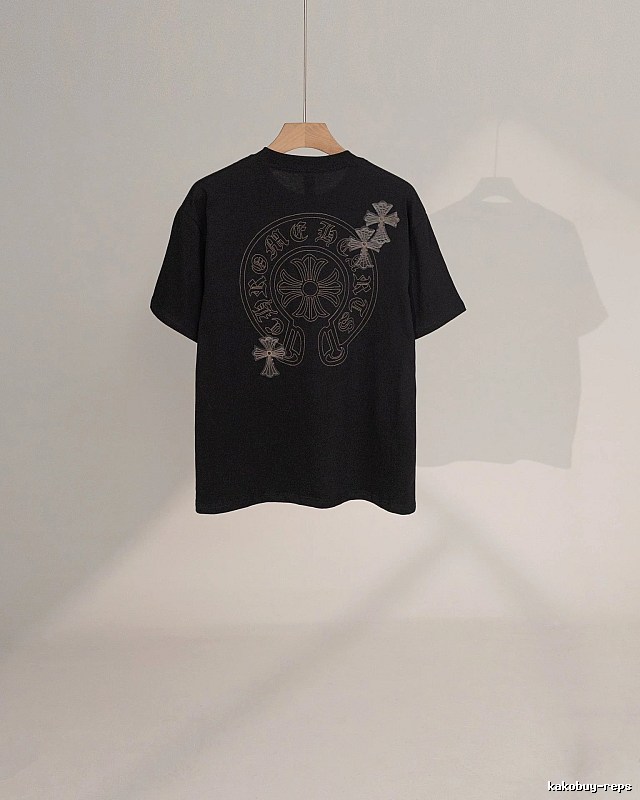 Chrome Hearts Cross Embroidered Street Style Black Short-Sleeve T-Shirt
