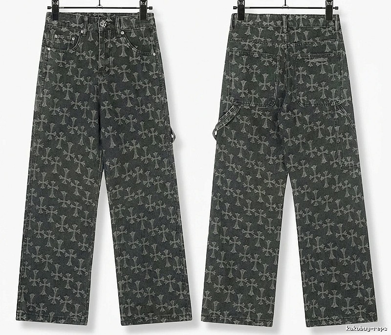 Chrome Hearts cross print black jeans