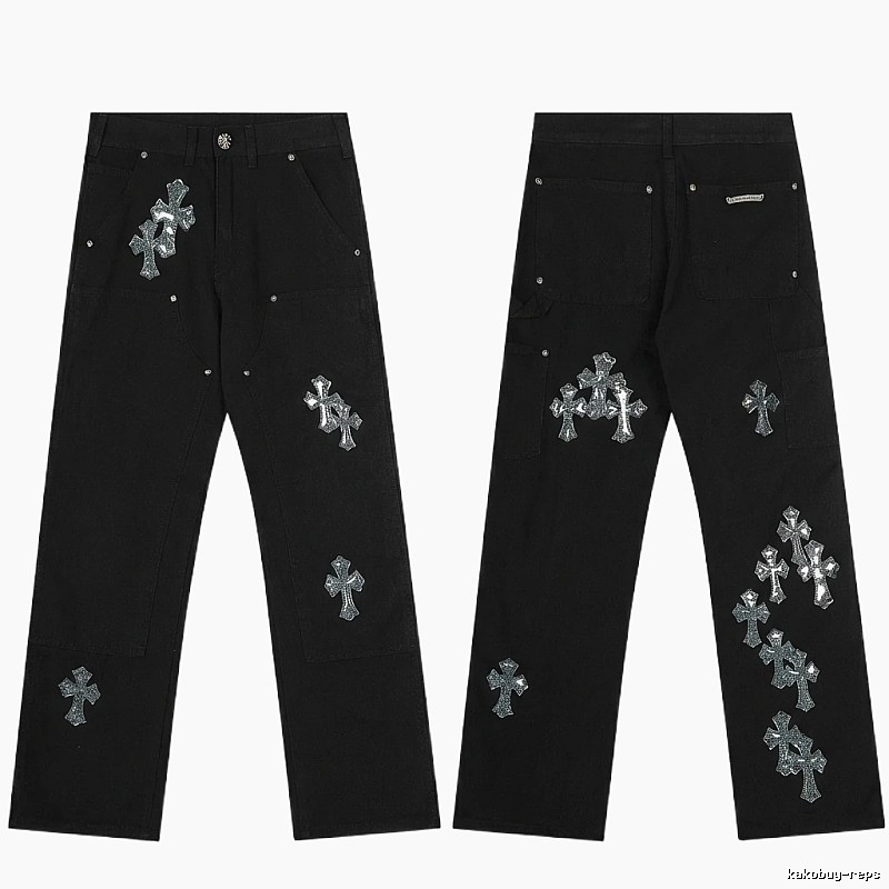 Chrome Hearts Cross Trendy Cool Black Pants