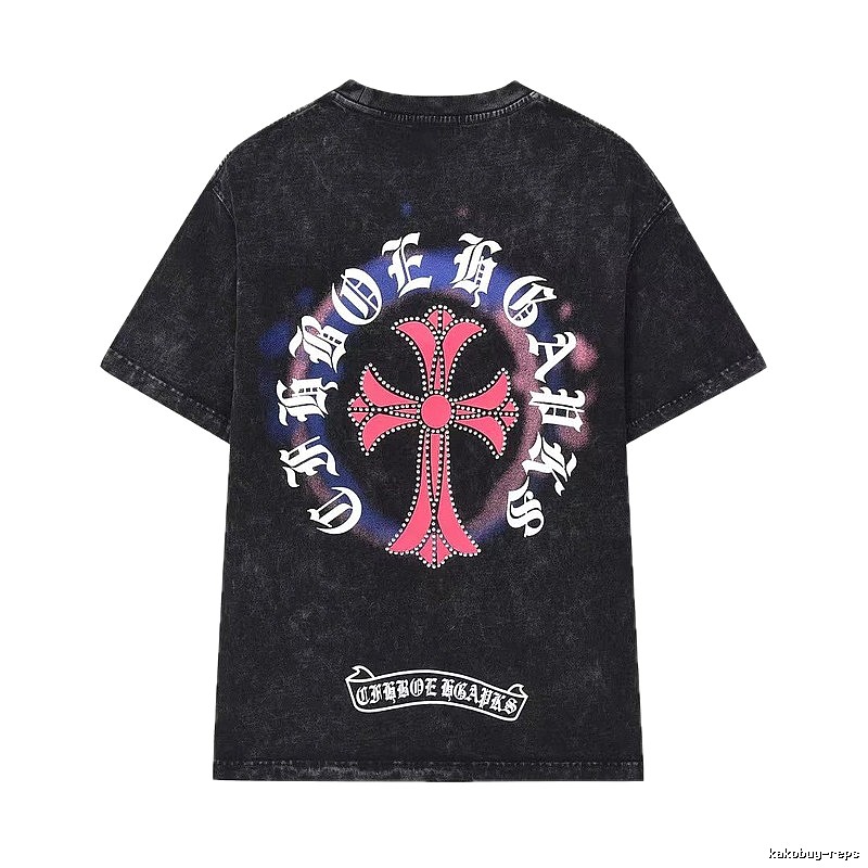 Chrome Hearts Cross Vintage Distressed Black Short Sleeve T-shirt
