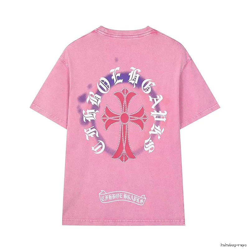 Chrome Hearts Cross Vintage Style Pink T-Shirt