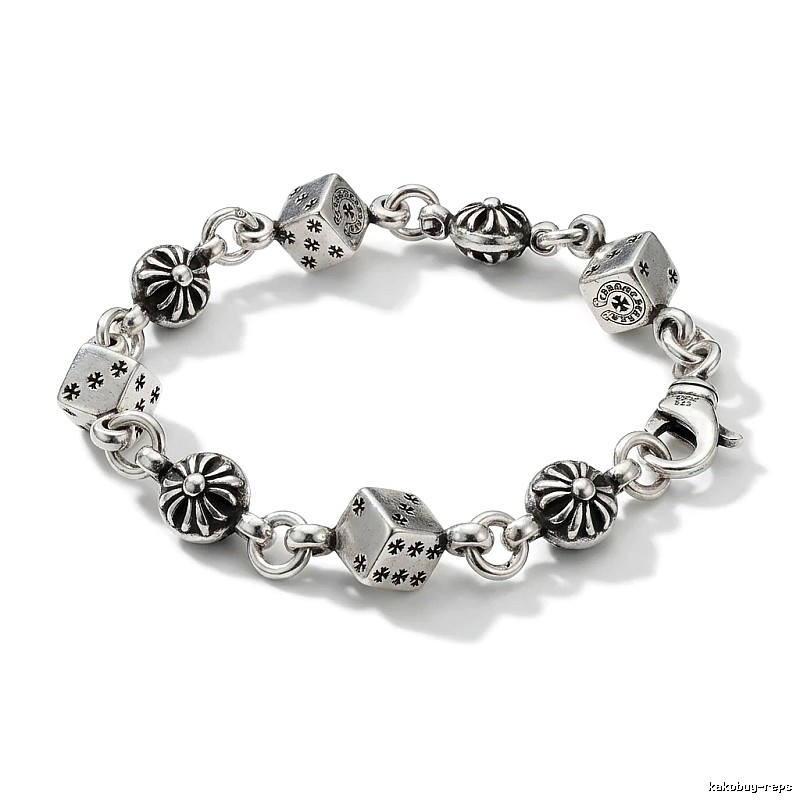 Chrome Hearts Dice Retro Style Silver Bracelet