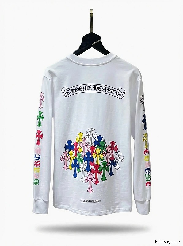 Chrome Hearts Long-sleeved White T-shirt with Colorful Print