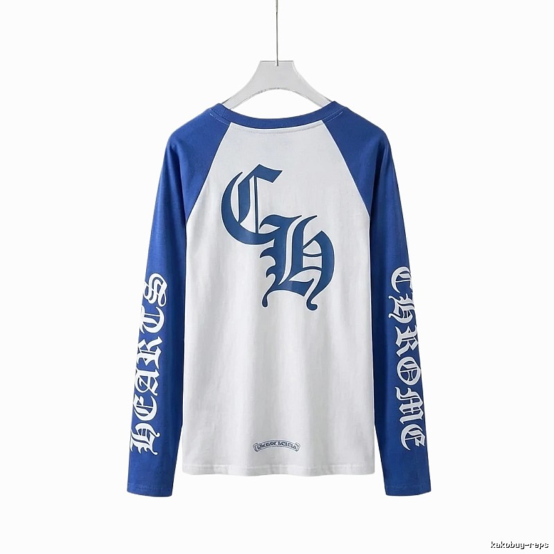 Chrome Hearts retro-style blue and white long-sleeved shirt