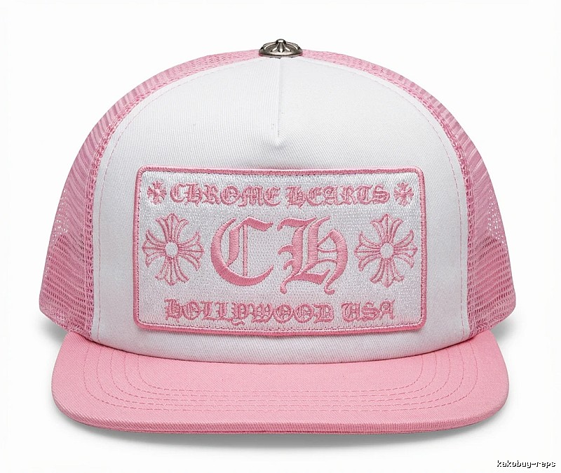 Chrome Hearts Retro Style Pink and White Hat