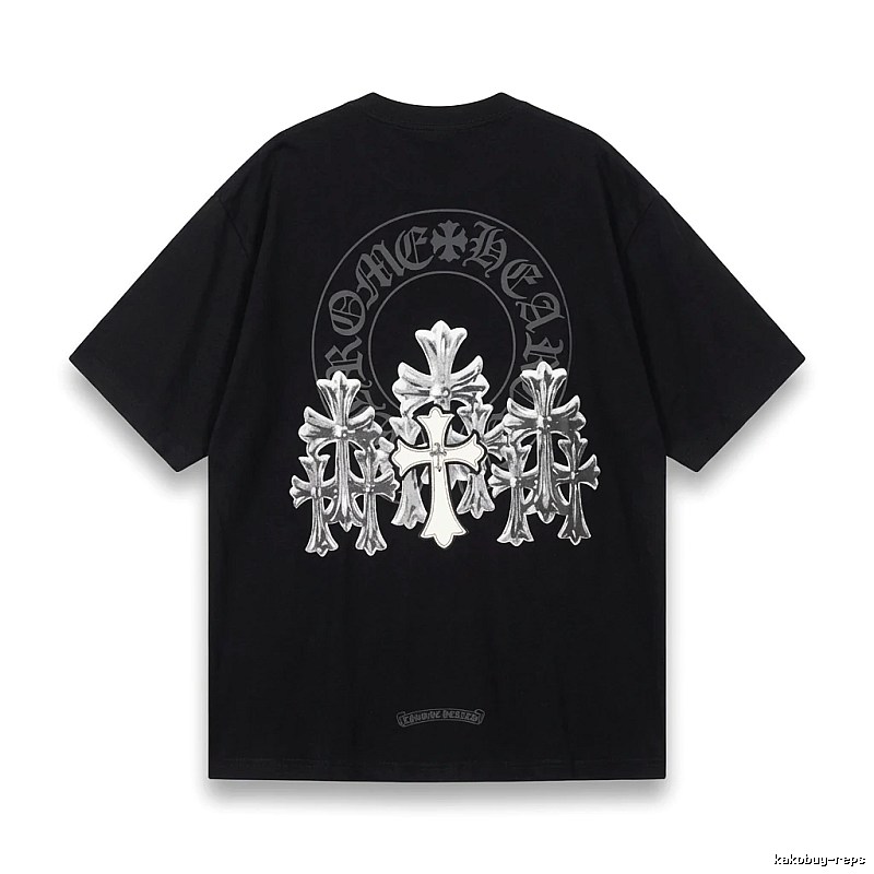 Chrome Hearts Silver Cross Black T - Shirt