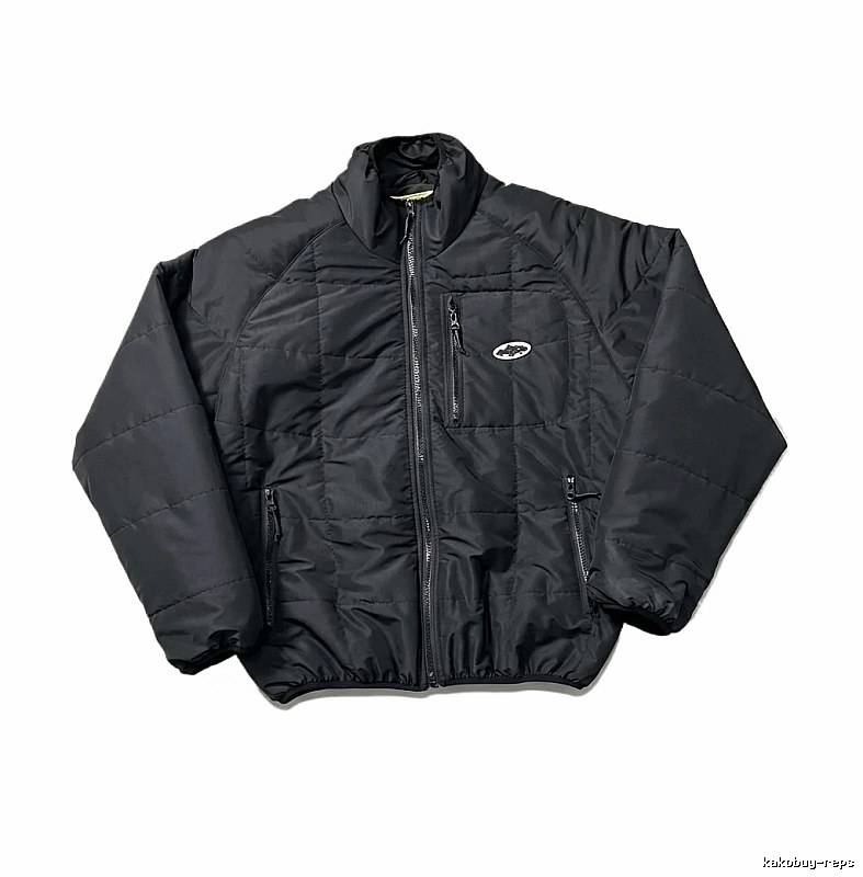 Corteiz black minimalist style cotton-padded jacket
