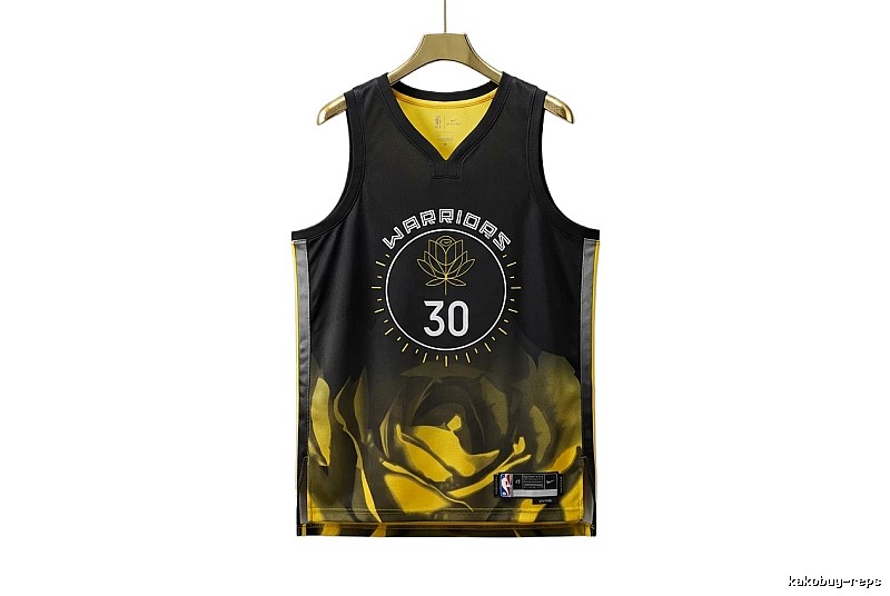 Curry Warriors black and yellow trendy brand jersey