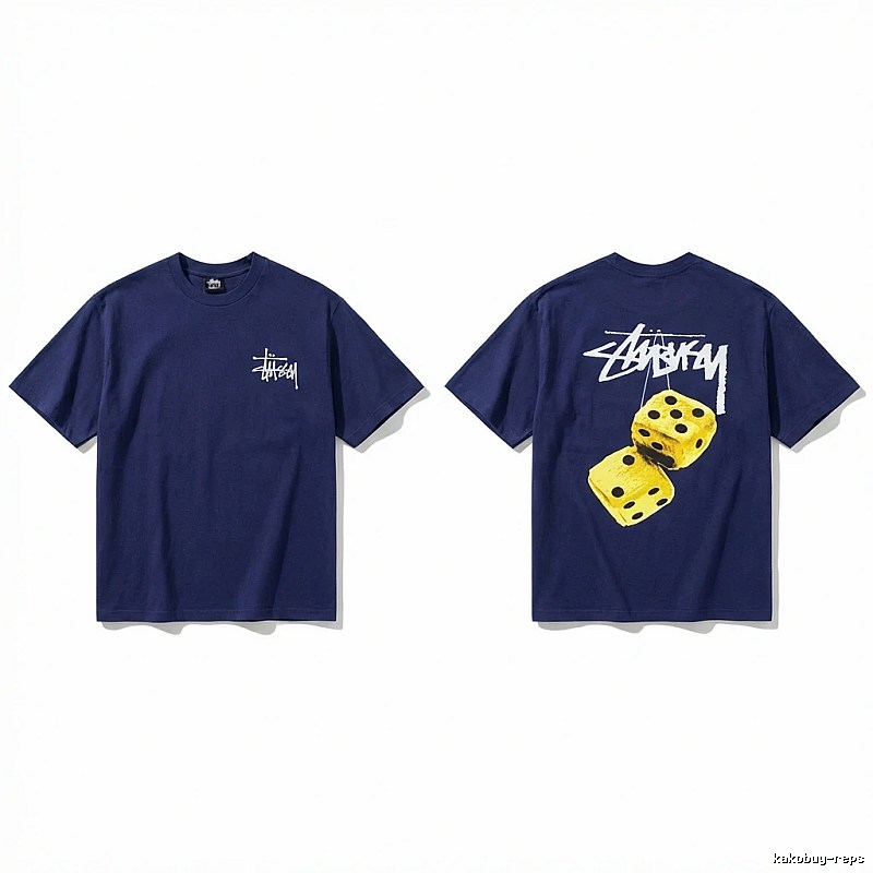 Deep blue T-shirt with Stussy dice print
