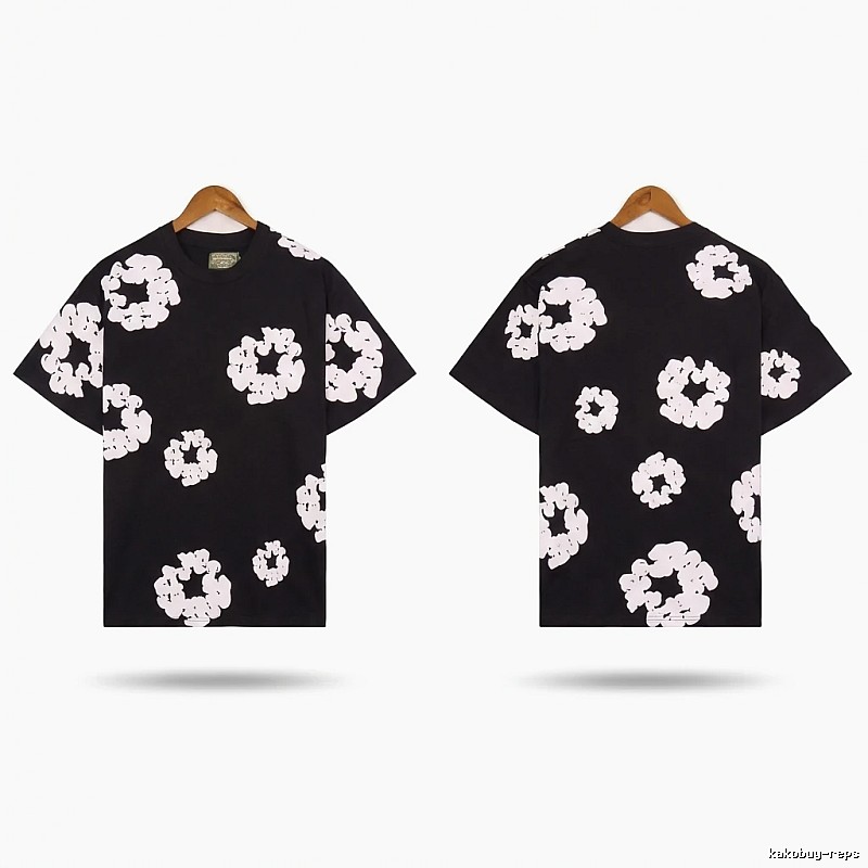 DENIM TEARS Black and White Retro Short-sleeve Shirt
