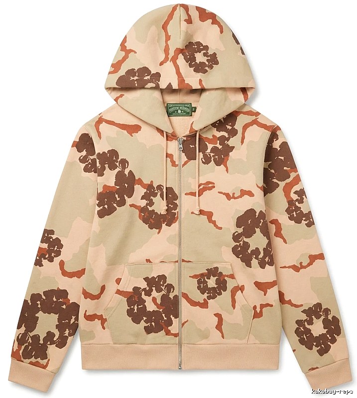 DENIM TEARS camouflage-style beige hoodie