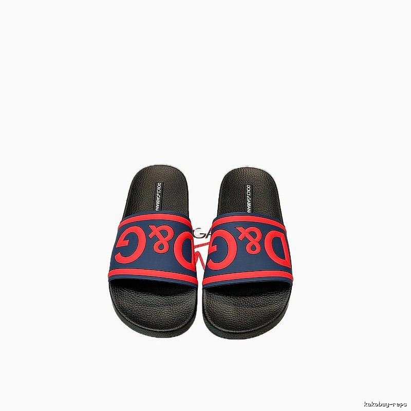 D&G DG Classic Trendy Brand Blue-Red Color-block Slides