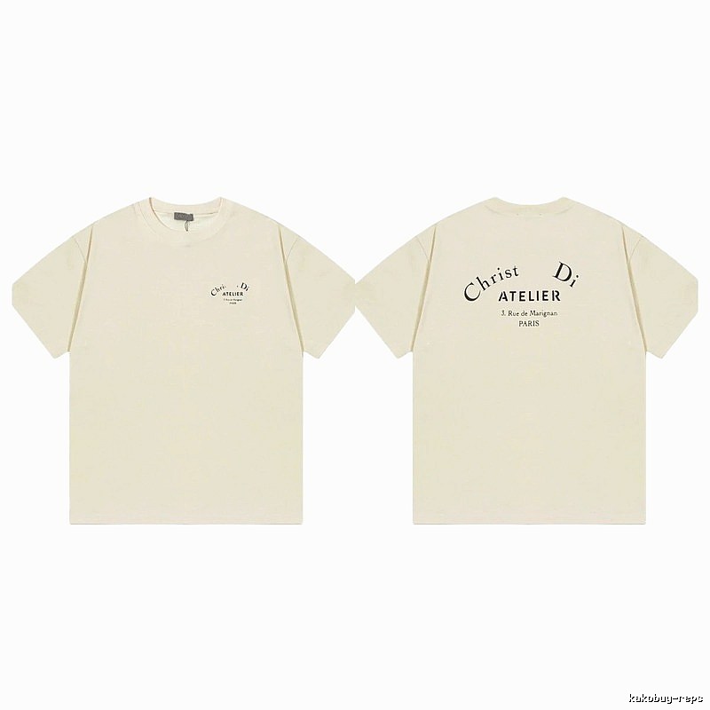 Dior Atelier Minimalist Style Beige Short-sleeve T-shirt