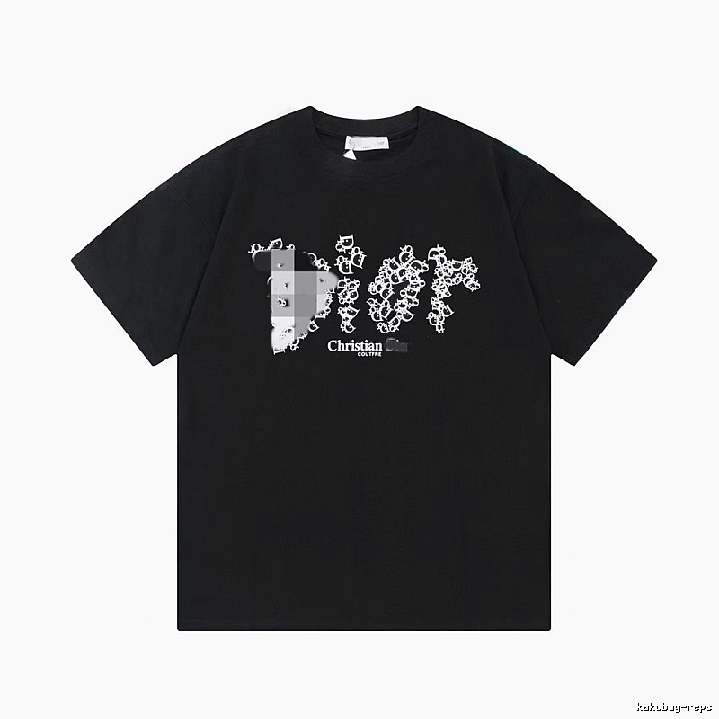 Dior Cool & Trendy Style Printed Black Short-sleeve T-shirt