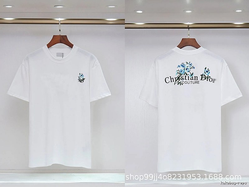Dior Haute Couture Embroidered Floral-style White T-shirt