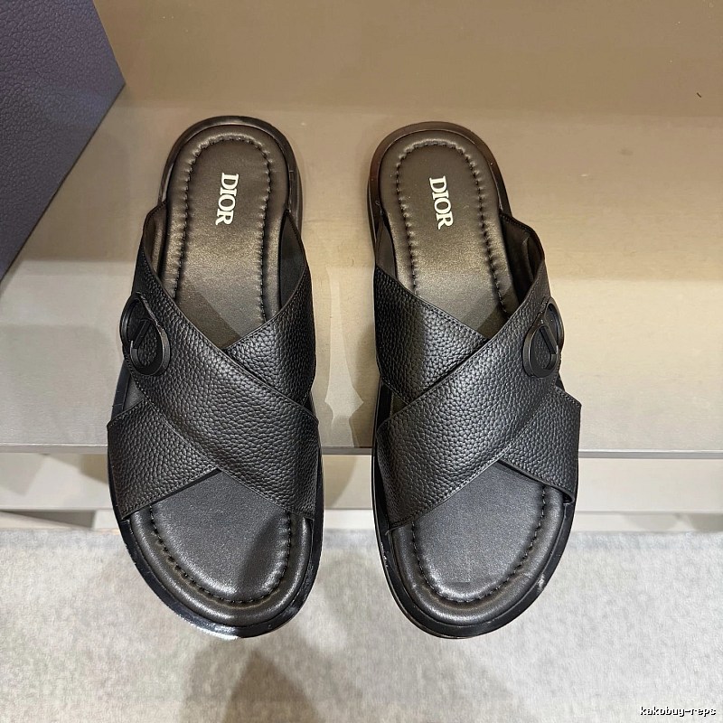 Dior Men's Casual Collection Minimalist Style Black Slide Sandals
