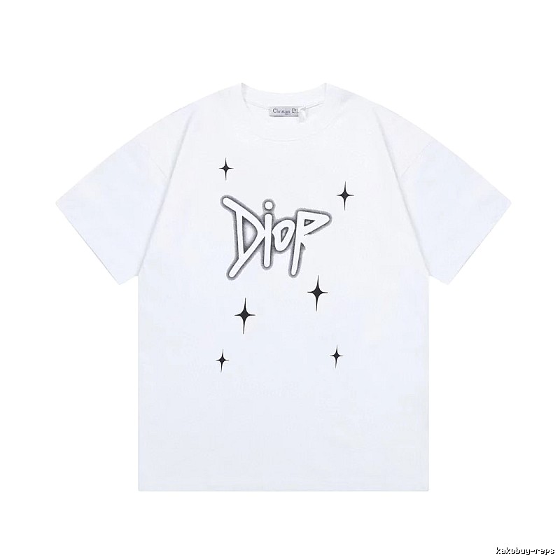 Dior Starburst Graffiti Street Style White Short-sleeve T-shirt
