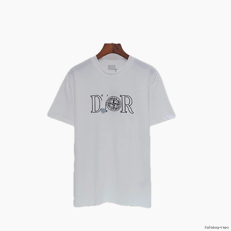 Dior x Stone Island Co-branded Casual Style White T-Shirt
