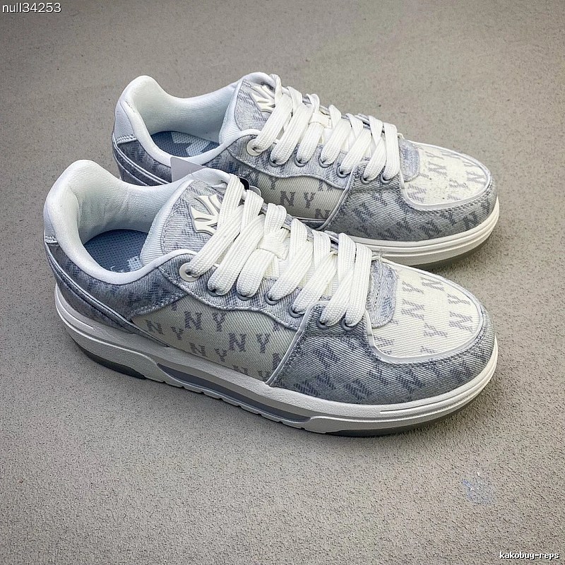 DKNY White and Gray Monogram Sneakers, Two-Tone Upper