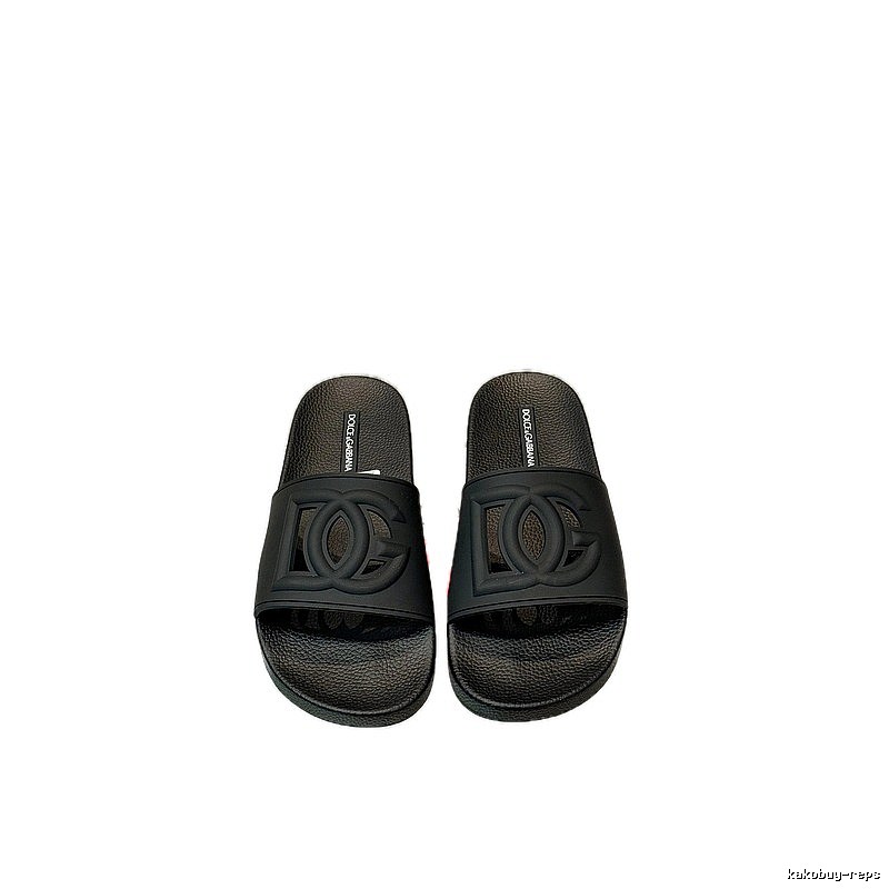 Dolce & Gabbana DG Embossed Casual-style Black Slippers