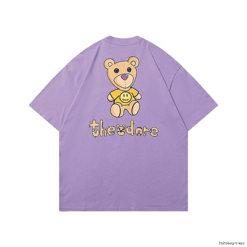 DREW Bear Print Street Style Purple T-shirt