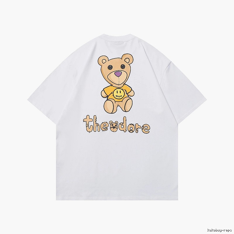 DREW Bear Print Street Style White T-shirt