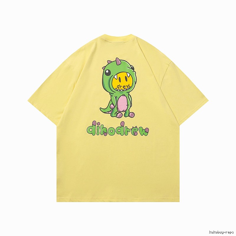 DREW Dinosaur Print Street Style Yellow Short-sleeve T-shirt