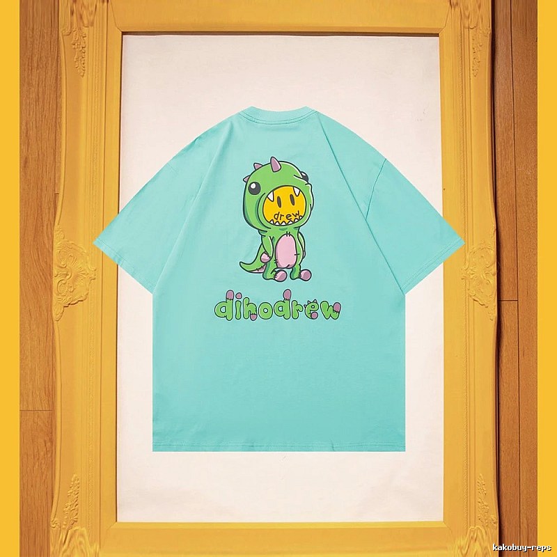 DREW Dinosaur Series Streetwear Style Light Blue Short Sleeve T-Shirt