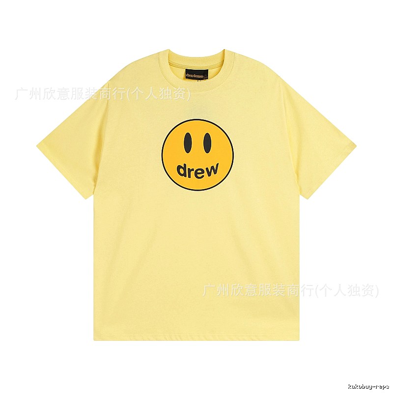 DREW Smiley Face Series Street Style Light Yellow T-shirt
