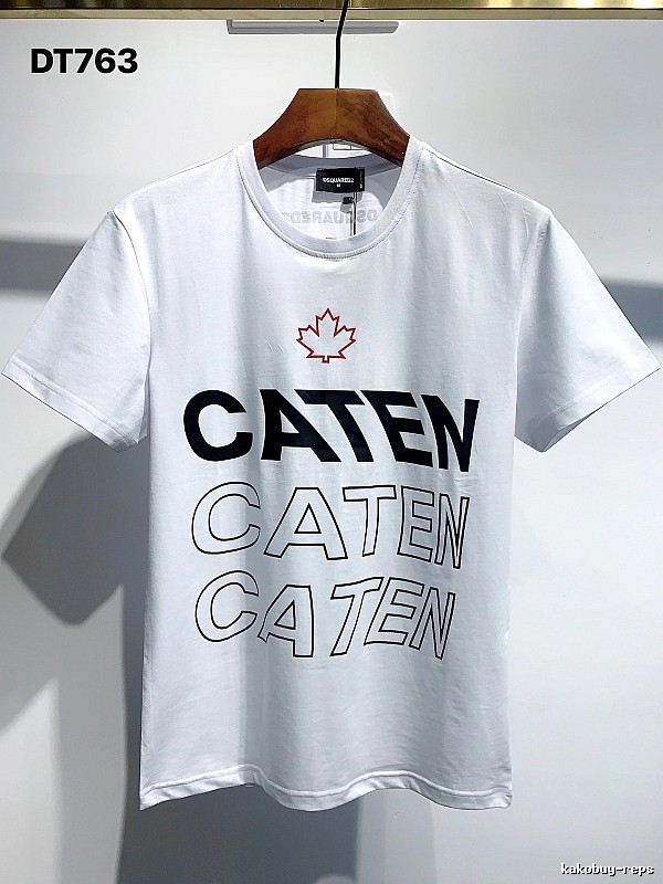 DSQ CATEN Letter Print Trendy Brand White Short Sleeve T-Shirt