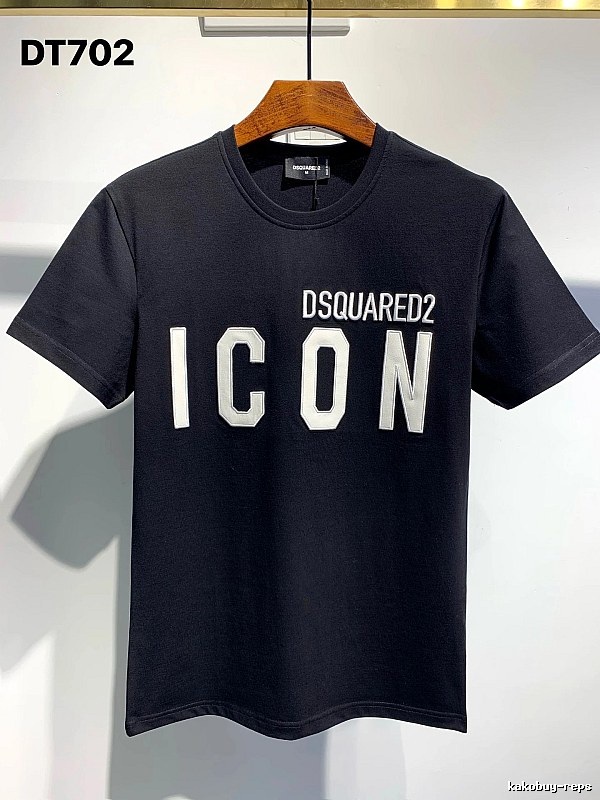 DSQ ICON Trendy Streetwear Style Black Short-sleeve T-shirt