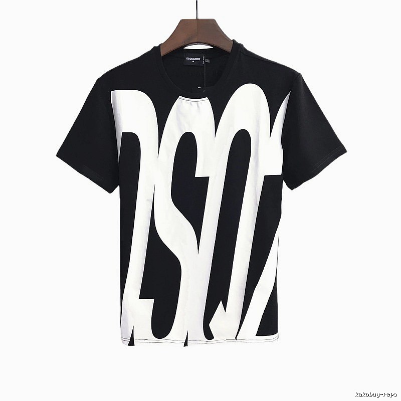DSQ Large Letter Street Style Black and White Short Sleeve T-Shirt