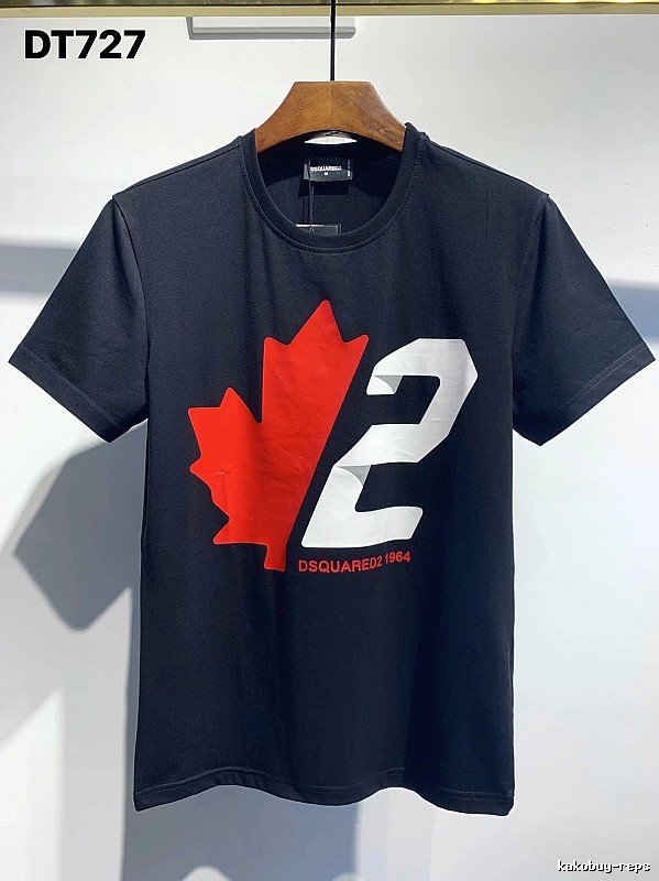 DSQ Maple Print Streetwear Black Short-sleeve T-shirt