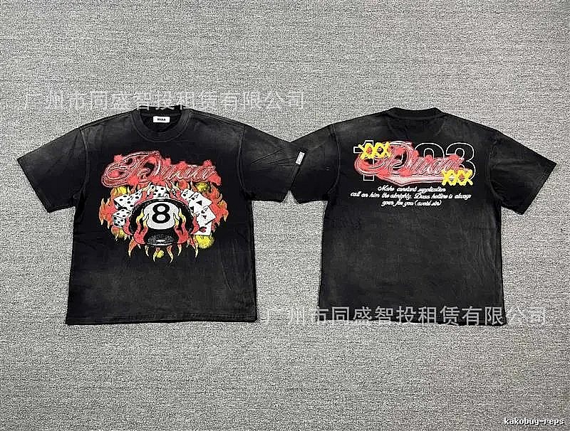 DUAA Black 8 Printed American Street Style Black T-Shirt