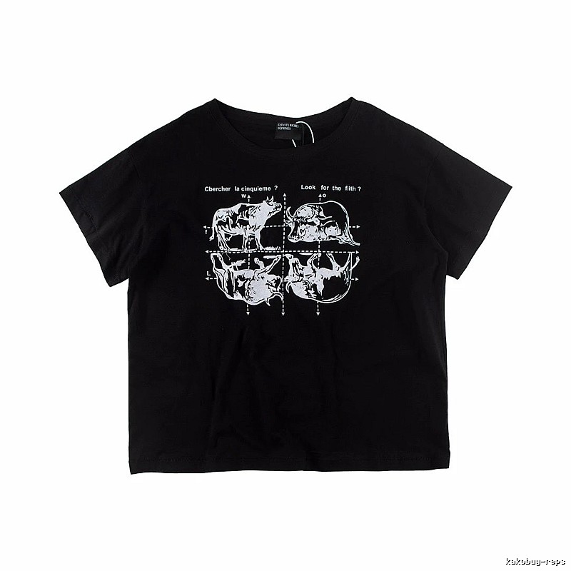 ERD Bull Print Street Style Black Short Sleeve T-shirt