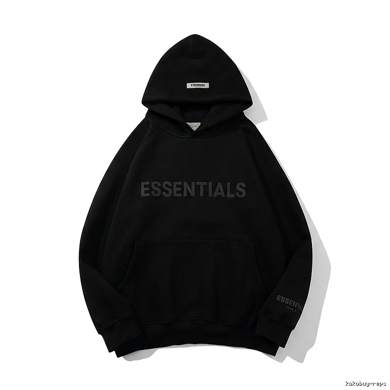 ESSENTIALS minimalist style black hoodie