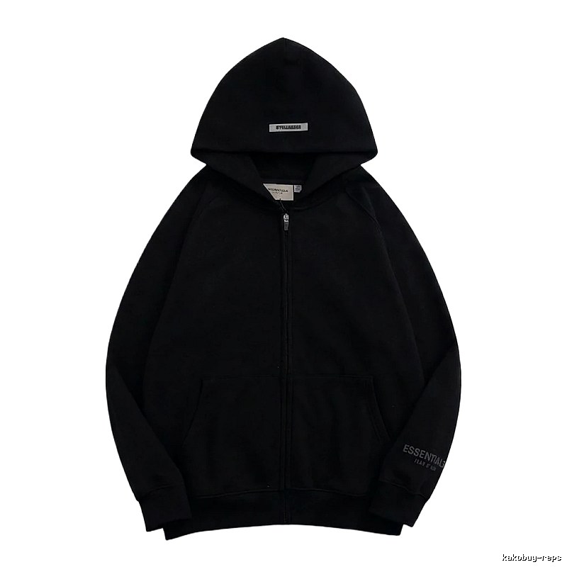 ESSENTIALS minimalist style black hoodie