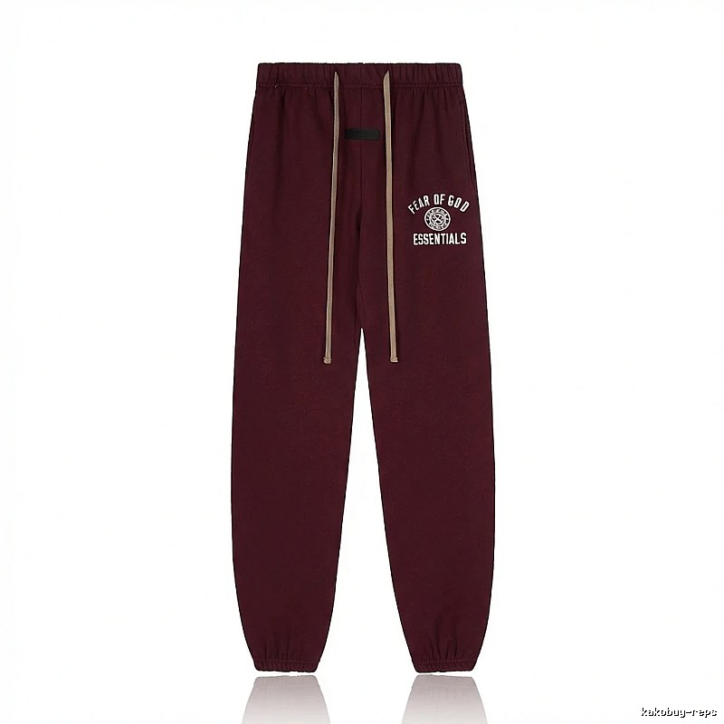 ESSENTIALS Trendy Casual Wine Red Sweatpants