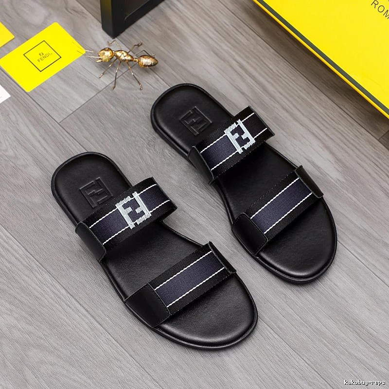 Fendi FF Collection Streetwear Style Black Slides