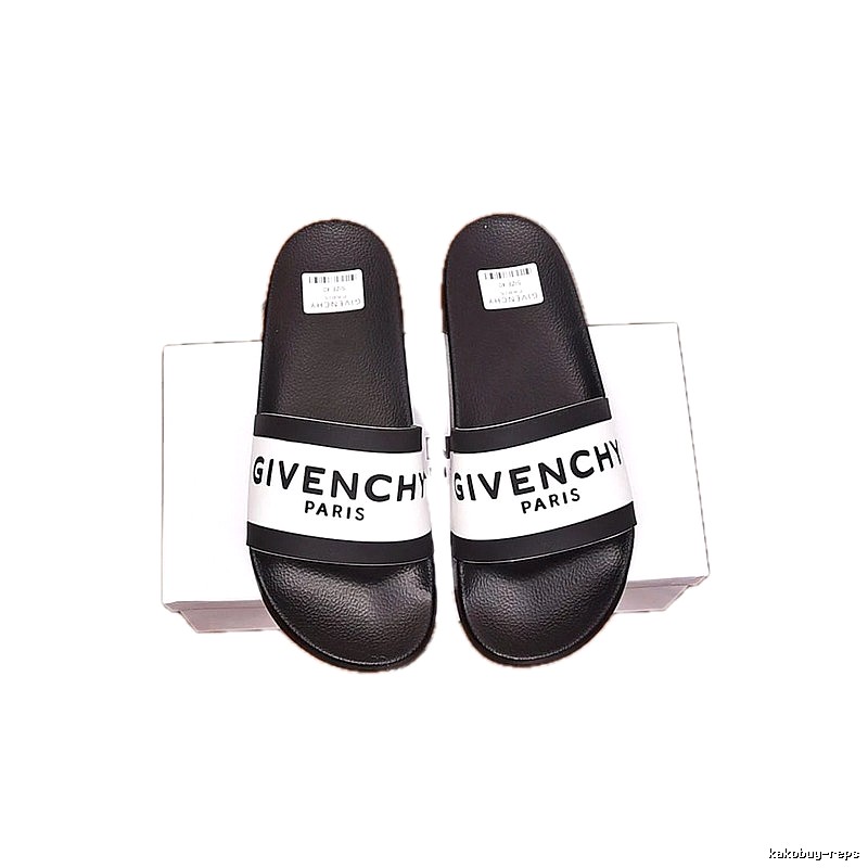 Givenchy Letter Printed Streetwear-style Black and White Slides
