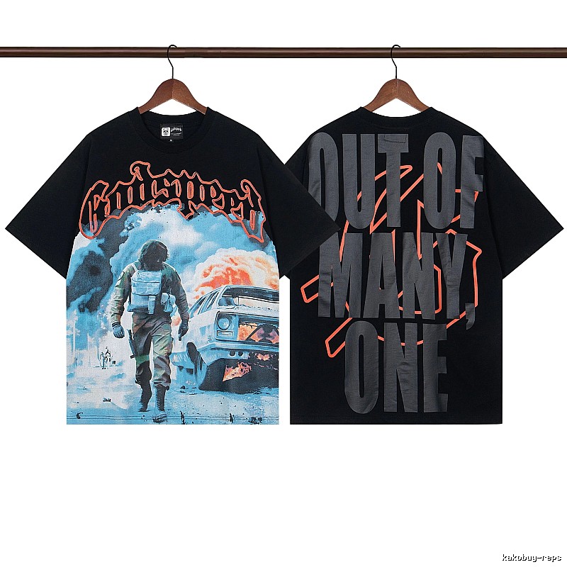 Godspeed Battlefield Print Street Style Black T-shirt