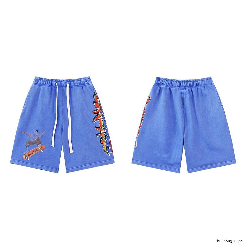 Godspeed Skate Print Street Style Blue Shorts
