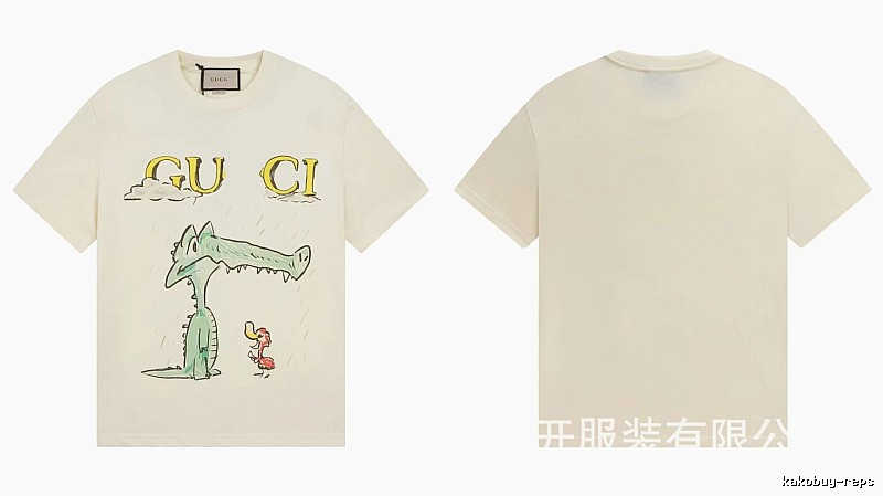 Gucci Crocodile Print Childlike Off-white T-Shirt