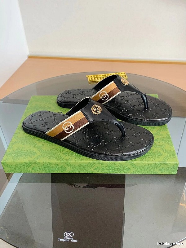 Gucci Double G Series Light Luxury Style Black Flip Flops