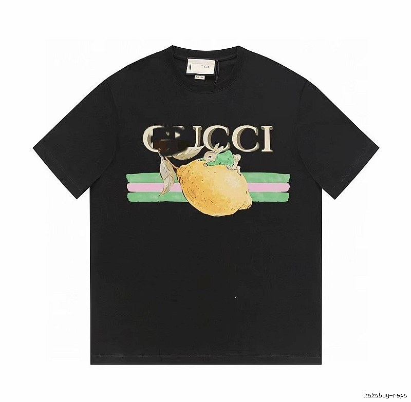 Gucci Lemon Print Casual Style Black T-shirt