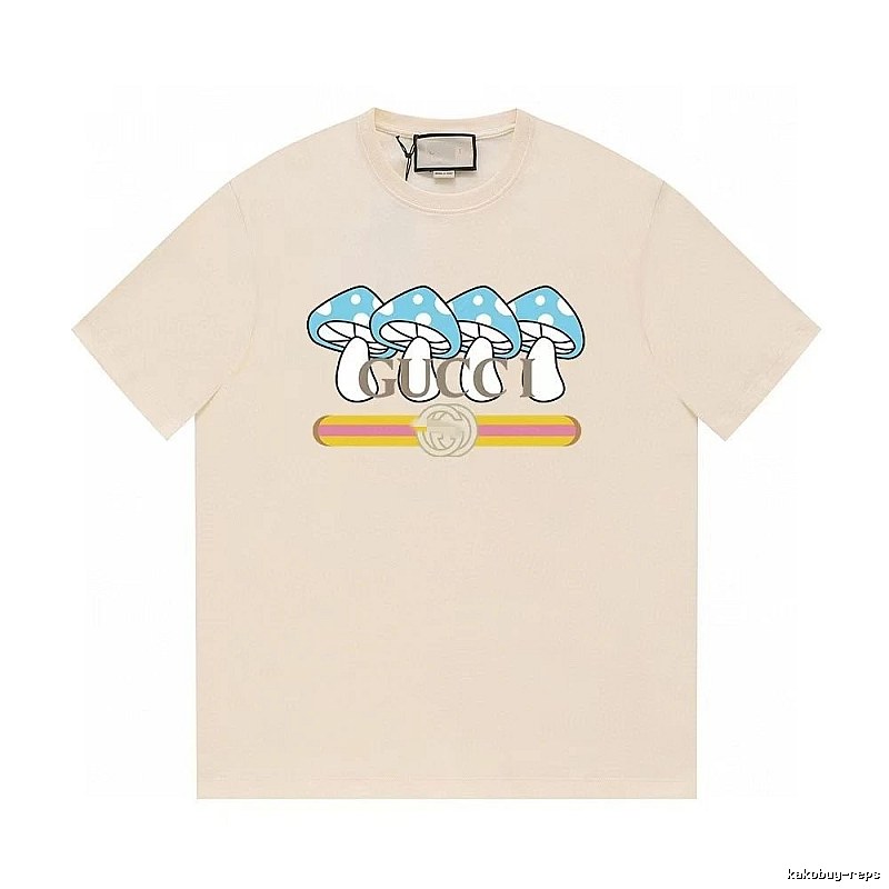 Gucci Mushroom Print Casual Style Off-white T-shirt